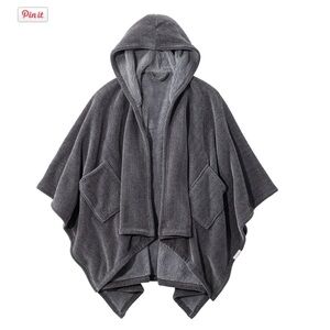 L.L. Bean Charcoal Chenille Hooded Throw